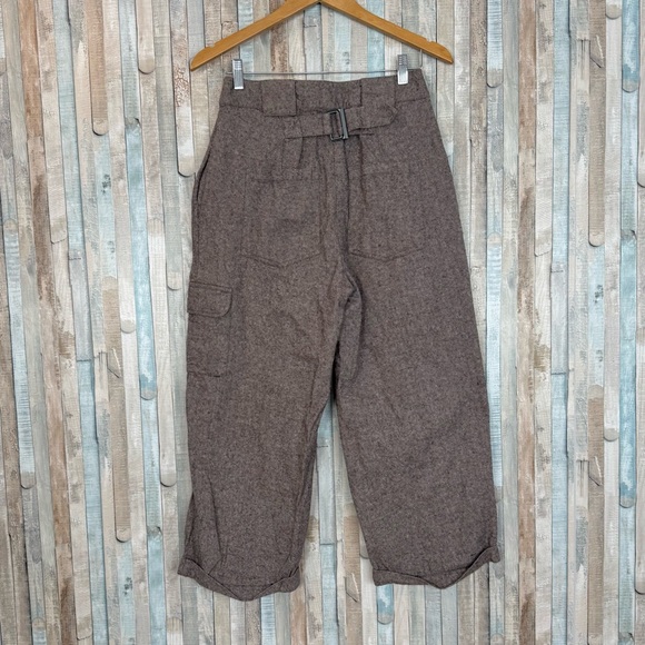 Asos 4 Pleated 100% Cotton Trouser Pant High Waisted Relaxed Wide Leg Minimalist - Picture 5 of 11